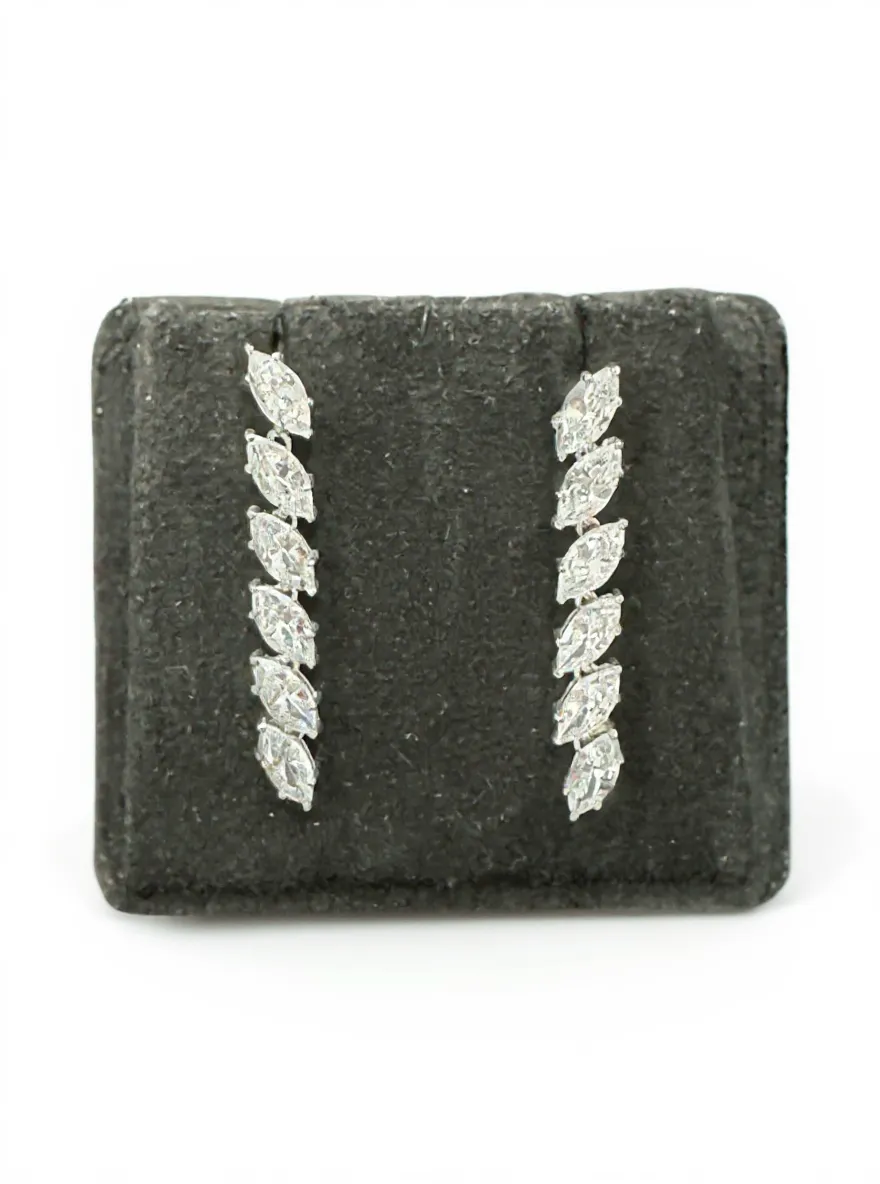 Diamond Leaf Cluster Earrings view 2