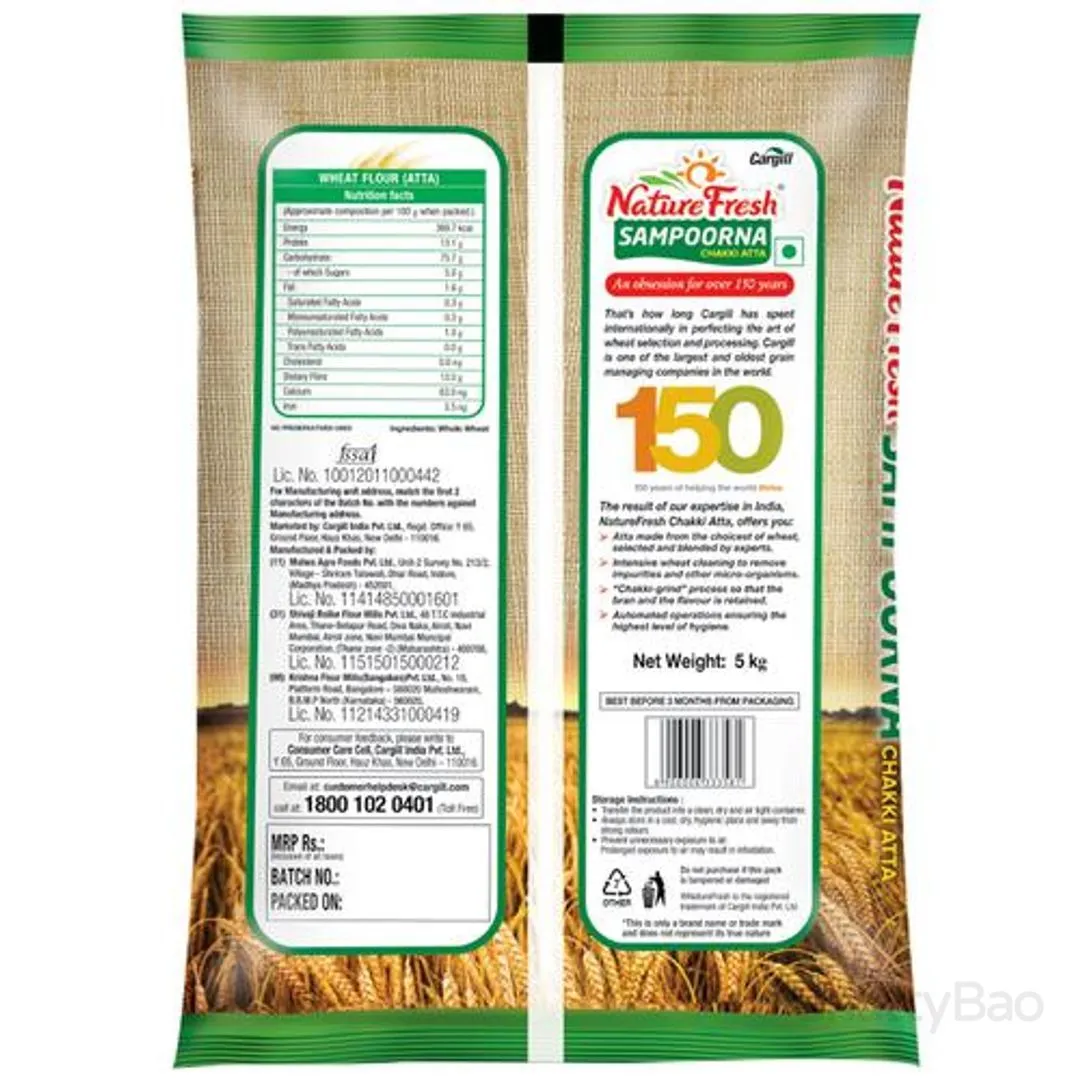 Nature Fresh Sampoorna Chakki Atta Bag 5 Kg view 2