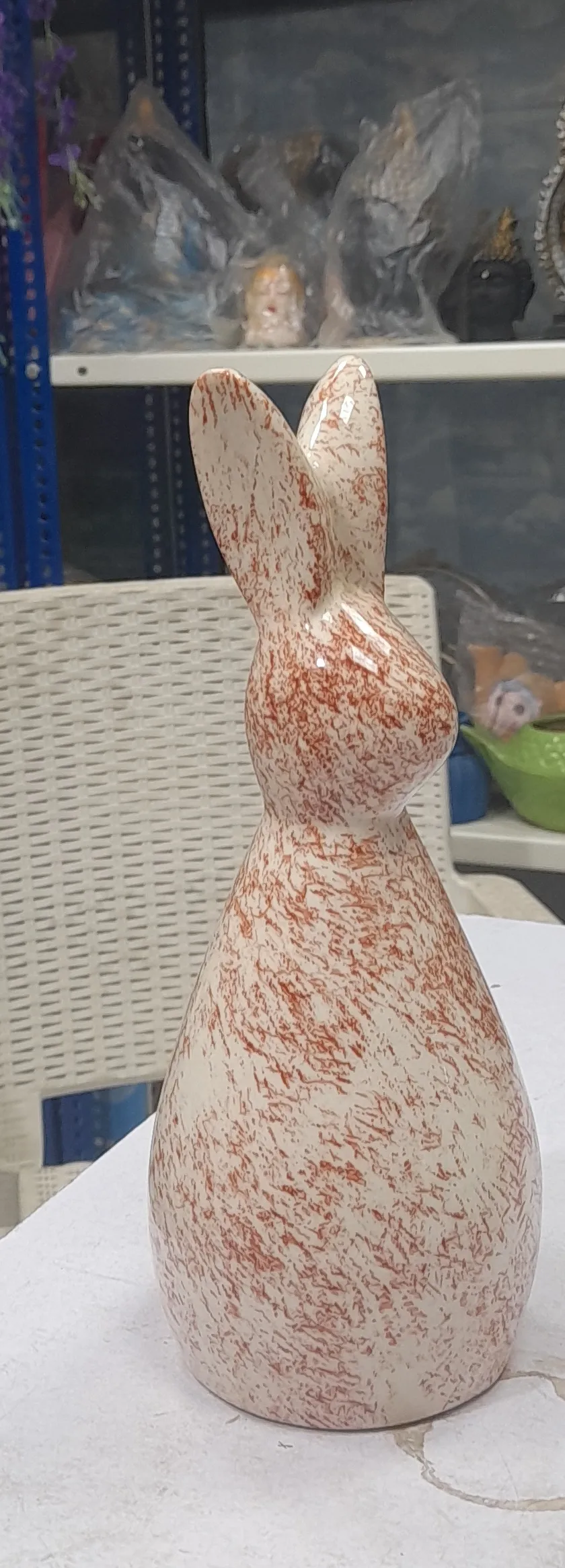 Ceramic Pink Bunny Figurine view 2