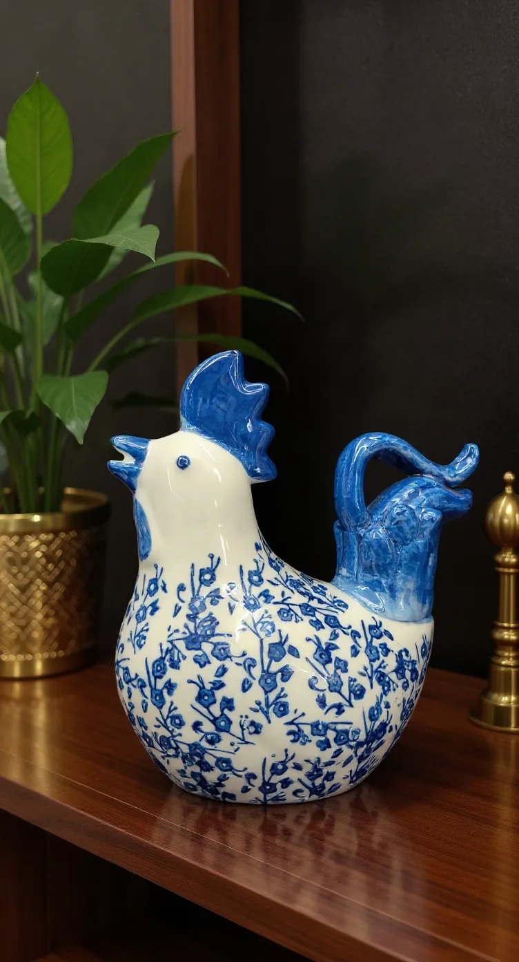 Blue and White Floral Birds view 6