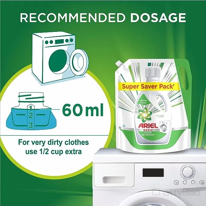 Ariel Matic Liquid Detergent Front Load Refill Pouch 2 L view 3