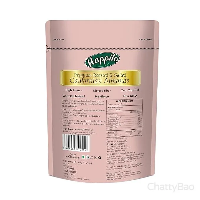 Happilo Premium Californian Roasted and Salted Almonds 200 g view 2
