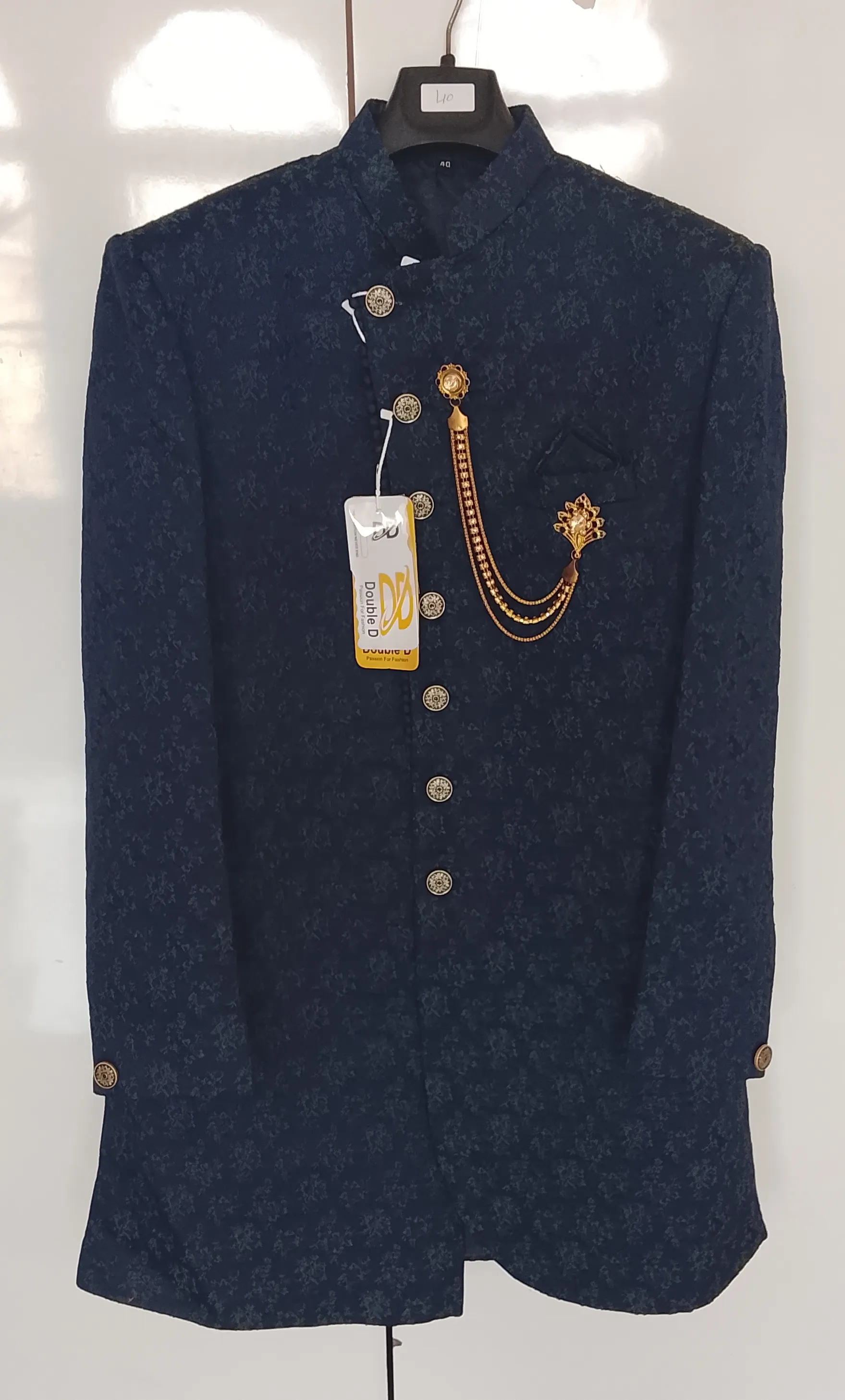 Blue Sherwani Mens view 3