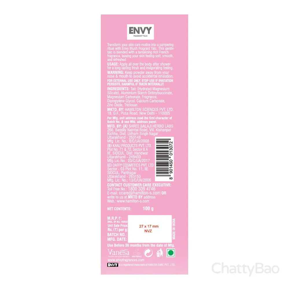 Envy Blush Talc For Women 100 ml view 2