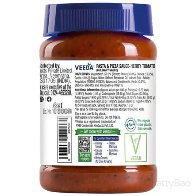 Veeba Pasta & Pizza Sauce Herby Tomato 280 g view 2