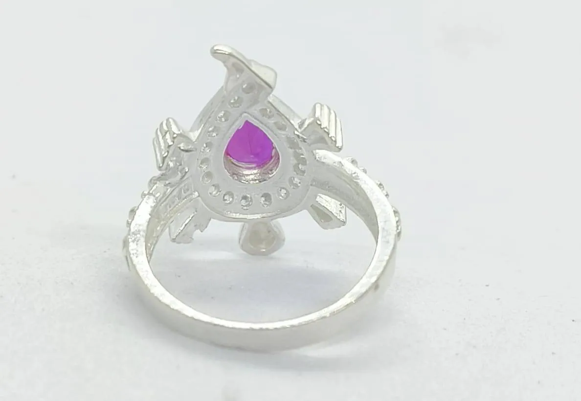 Archvins Pink Gem Silver Ring (AVSR-100) view 2