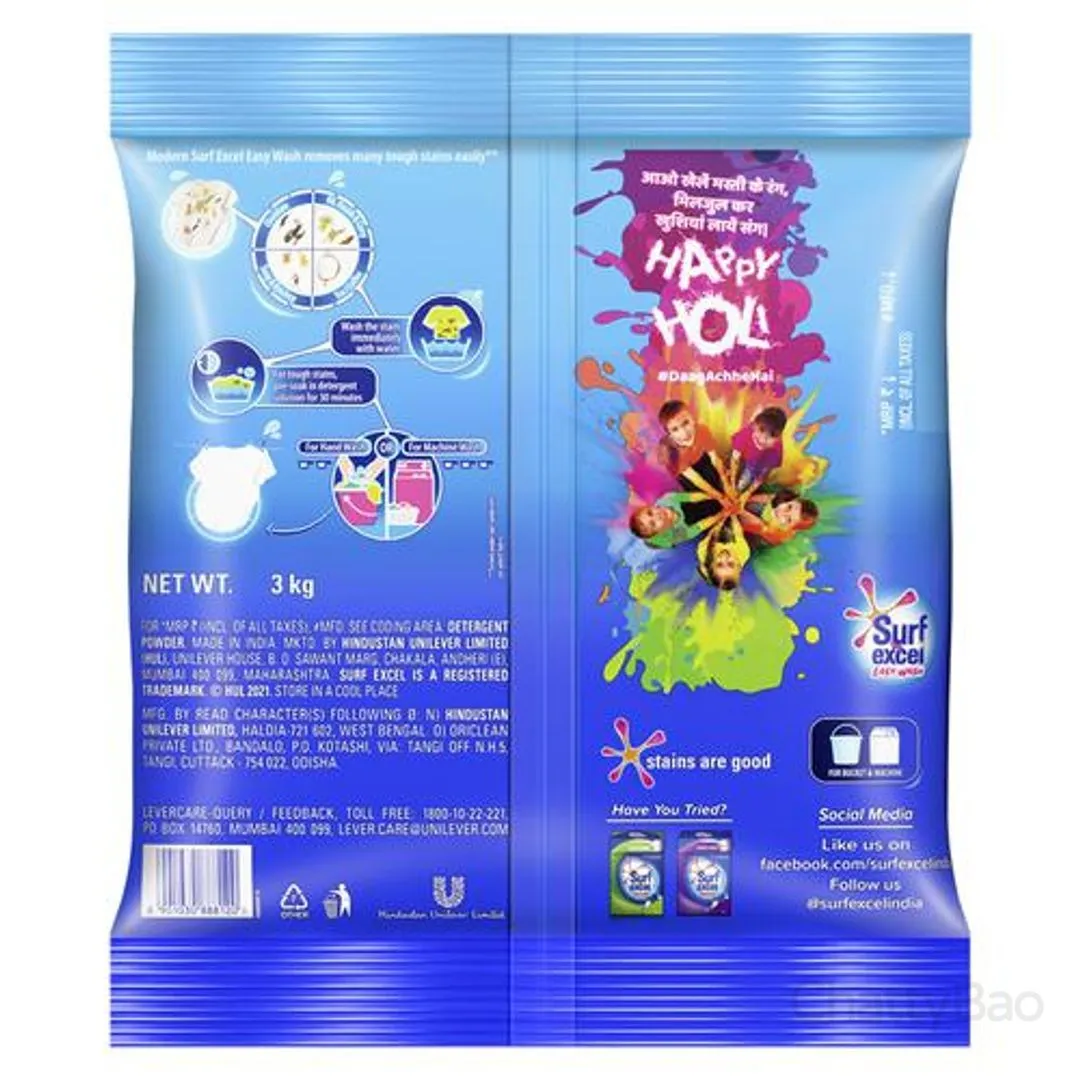 Surf Excel Easy Wash Detergent Powder 3 Kg view 2