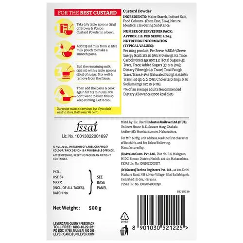 Brown & Polson Custard Powder - Vanilla Flavour 500 g view 2