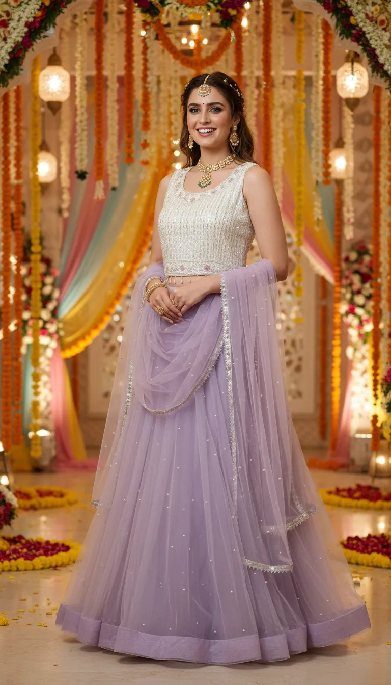 Embroidered Lehenga / Crop Top view 2