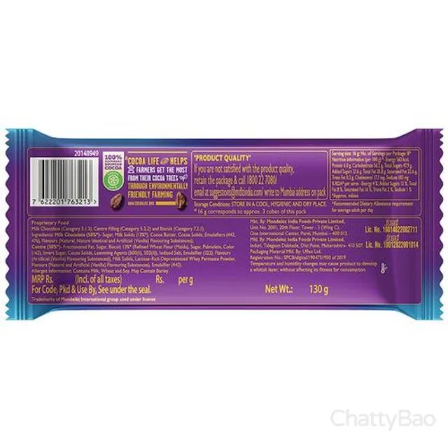 Cadbury Dairy Milk Silk Oreo Red Velvet Chocolate 130 g view 2