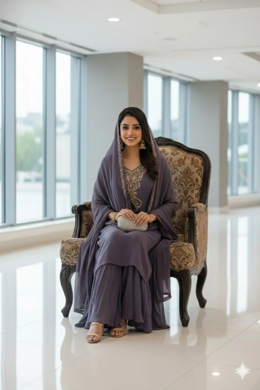 Elegant Lavender Anarkali view 2