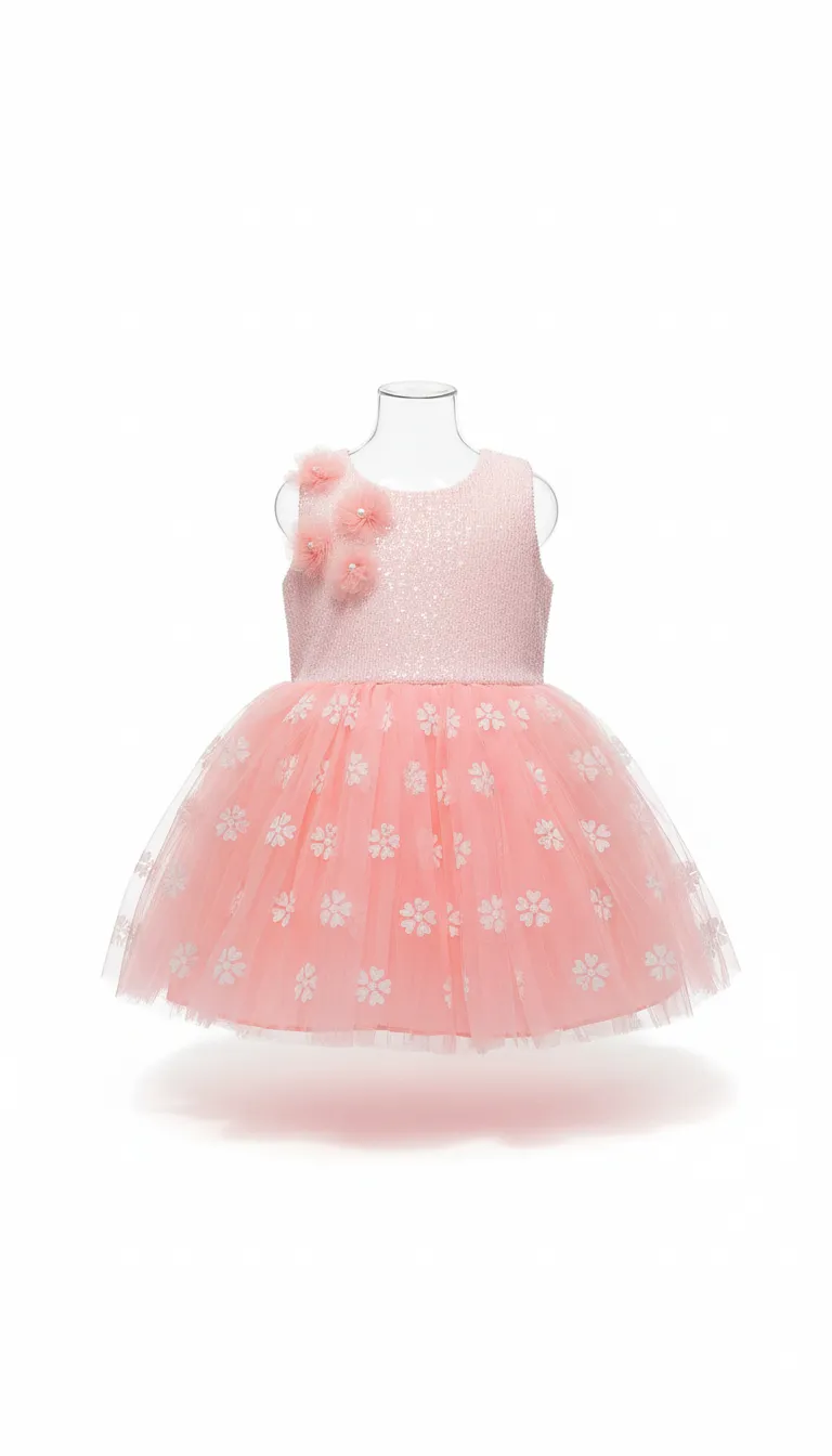 Girls Fancy Frock Orng view 2