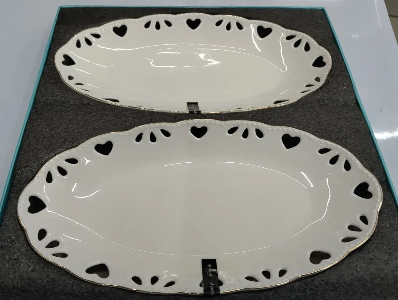 Decorative Ceramic Serving Platter with Cutwork view 2