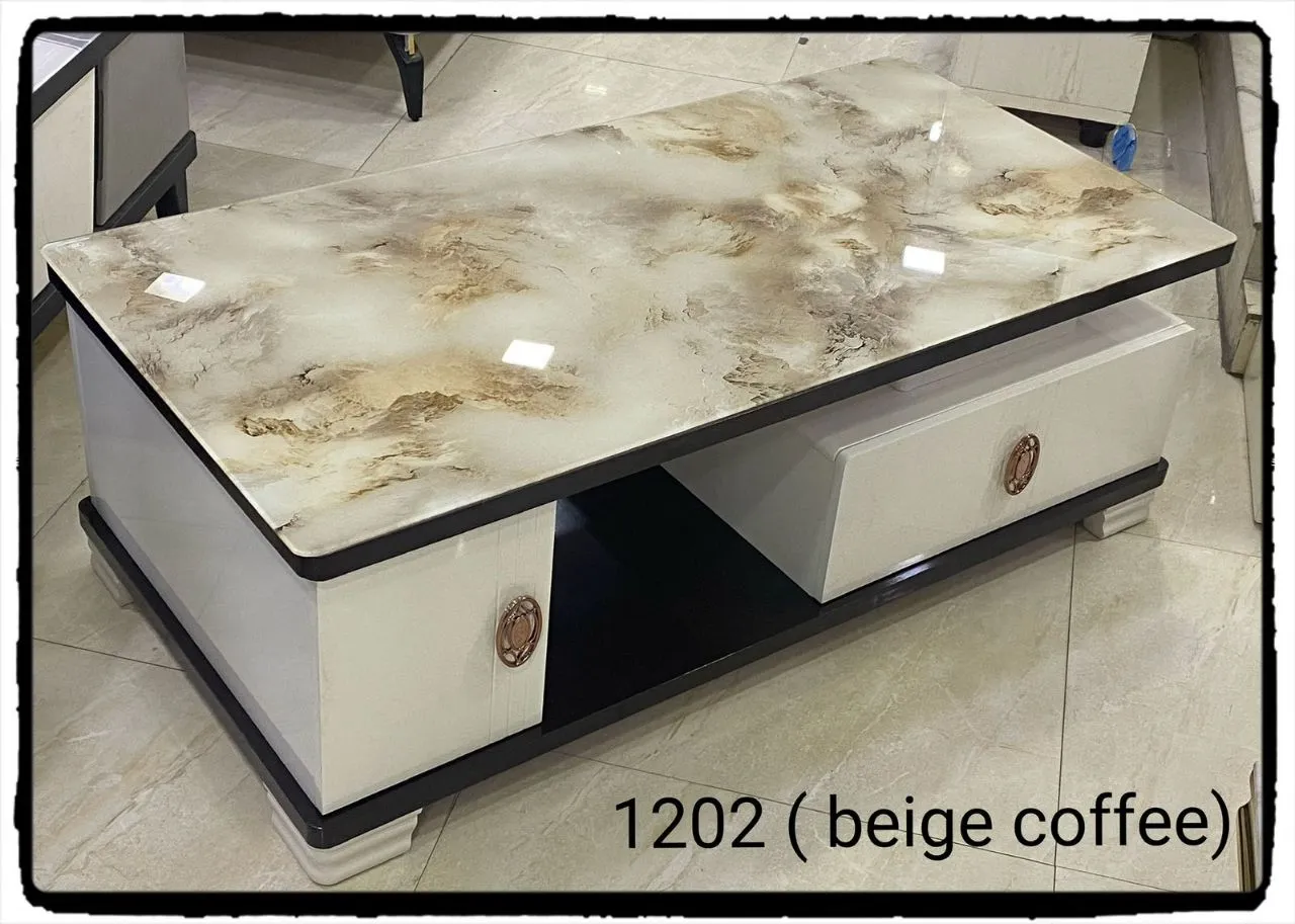 Storage With Marble Glass Top Table