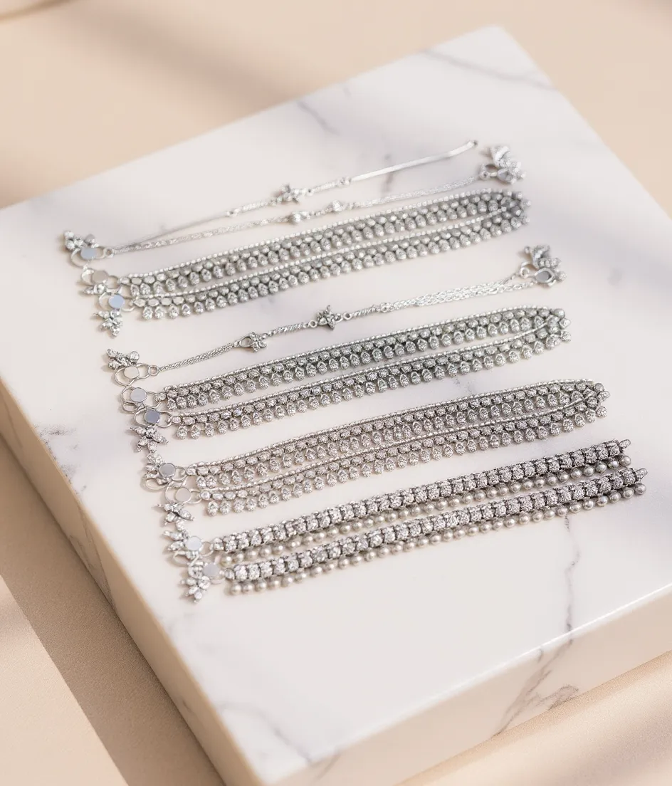 Silver Anklets .. view 2