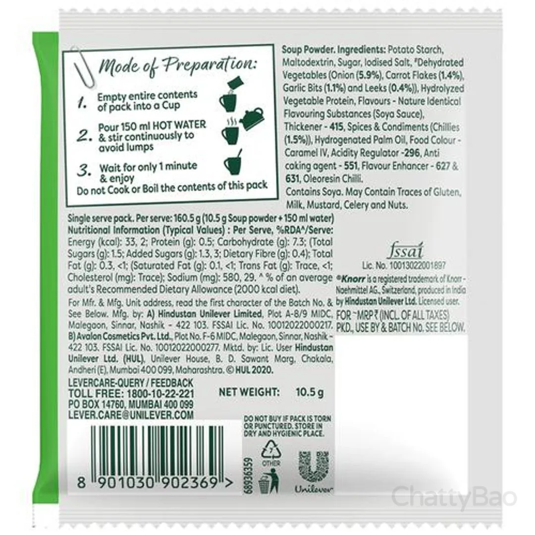 Knorr Cup-A-Soup - Hot & Sour Veg 10.5 g 1 Pack view 2