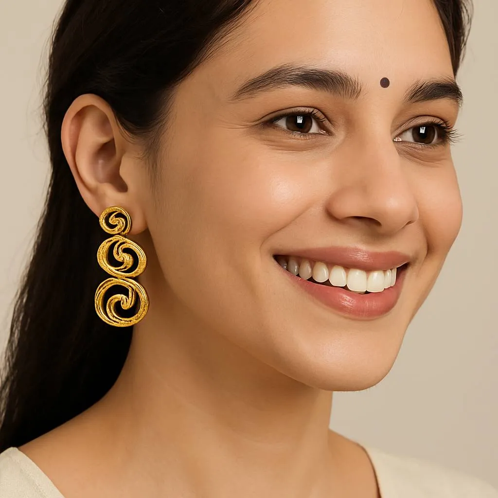 Gold Spiral Earrings view 2