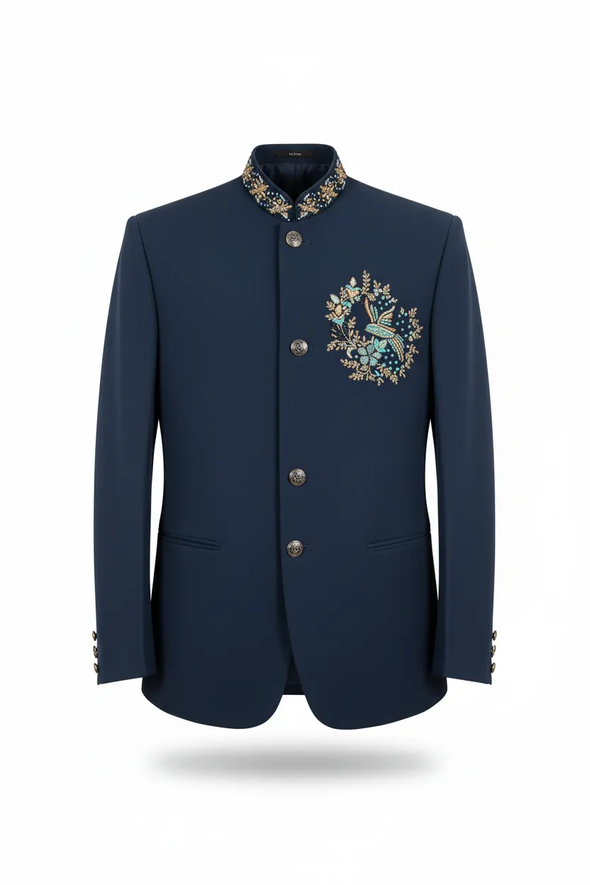 Embroidered Bandhgala Suit view 2