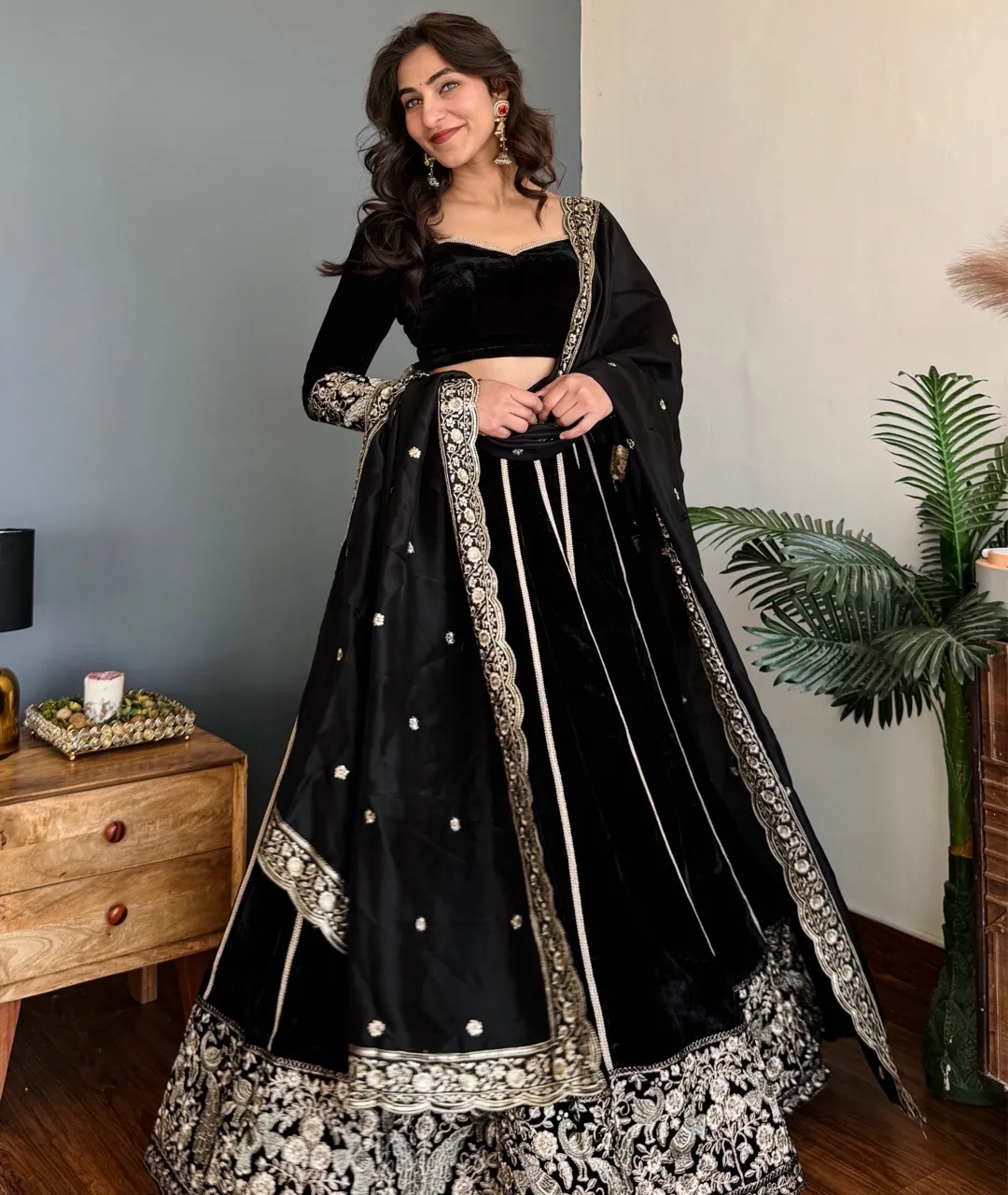 ‘Malika’ Velvet Lehenga
