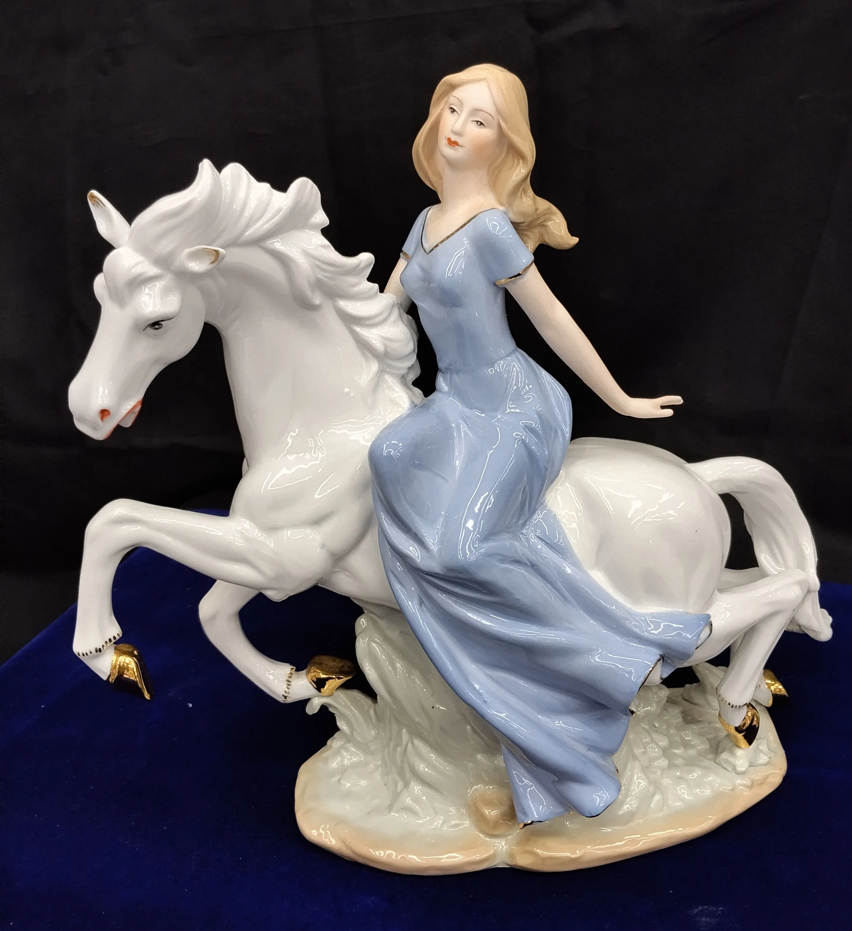Porcelain Horse and Lady Figurine view 2