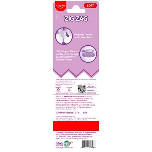 Colgate ZigZag Soft Bristle Toothbrush 3 Pieces view 2