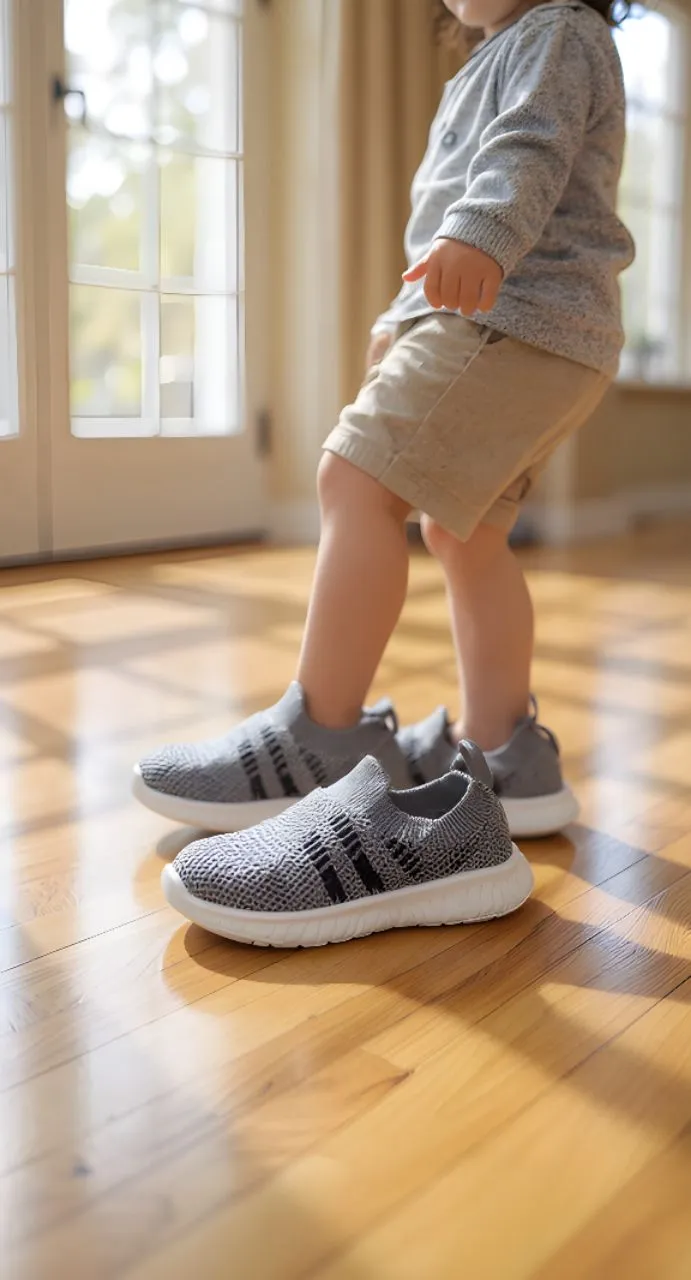 Gray Knit Slip-On Shoes view 2