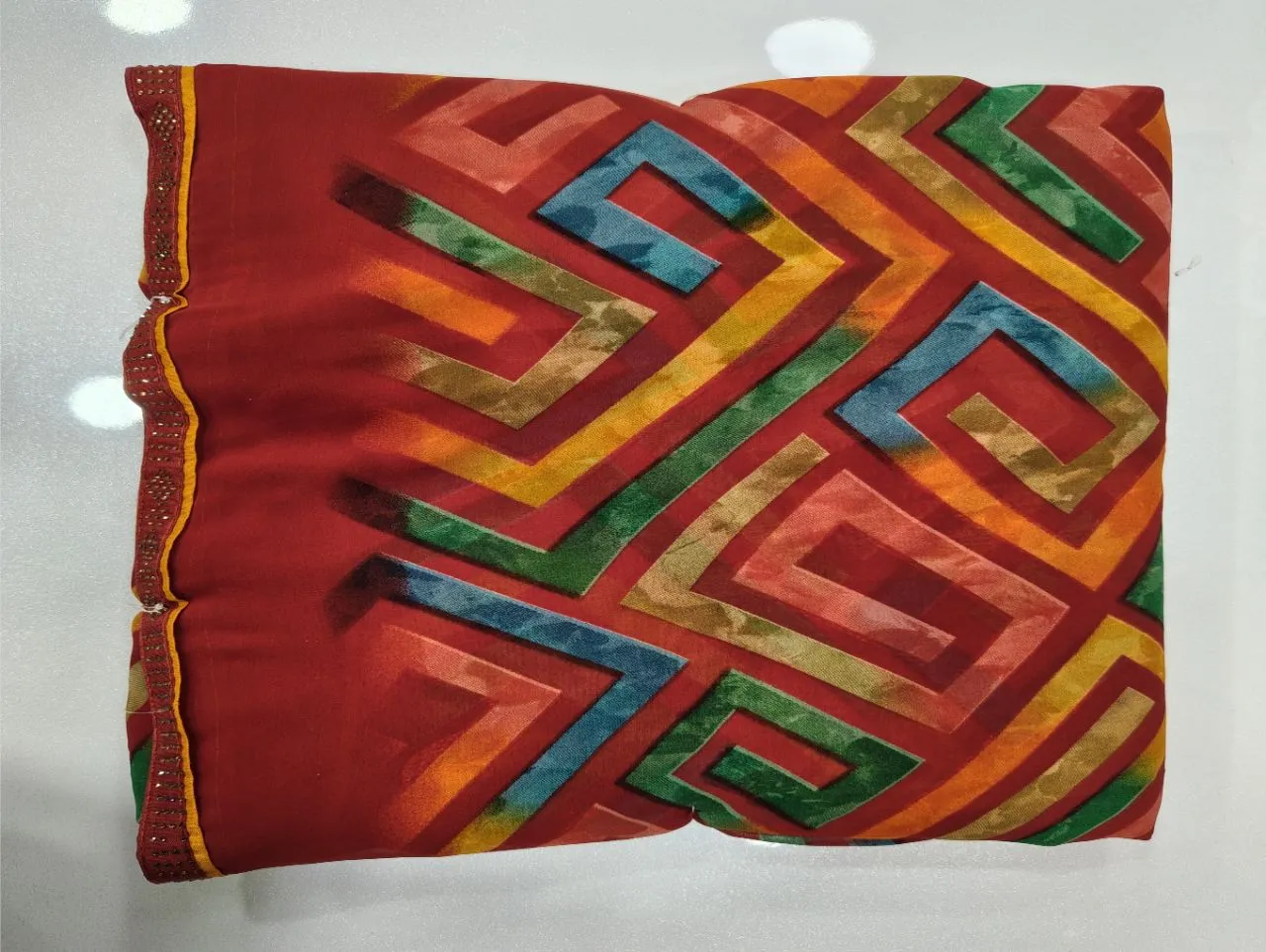 Geometric Pattern Saree view 7