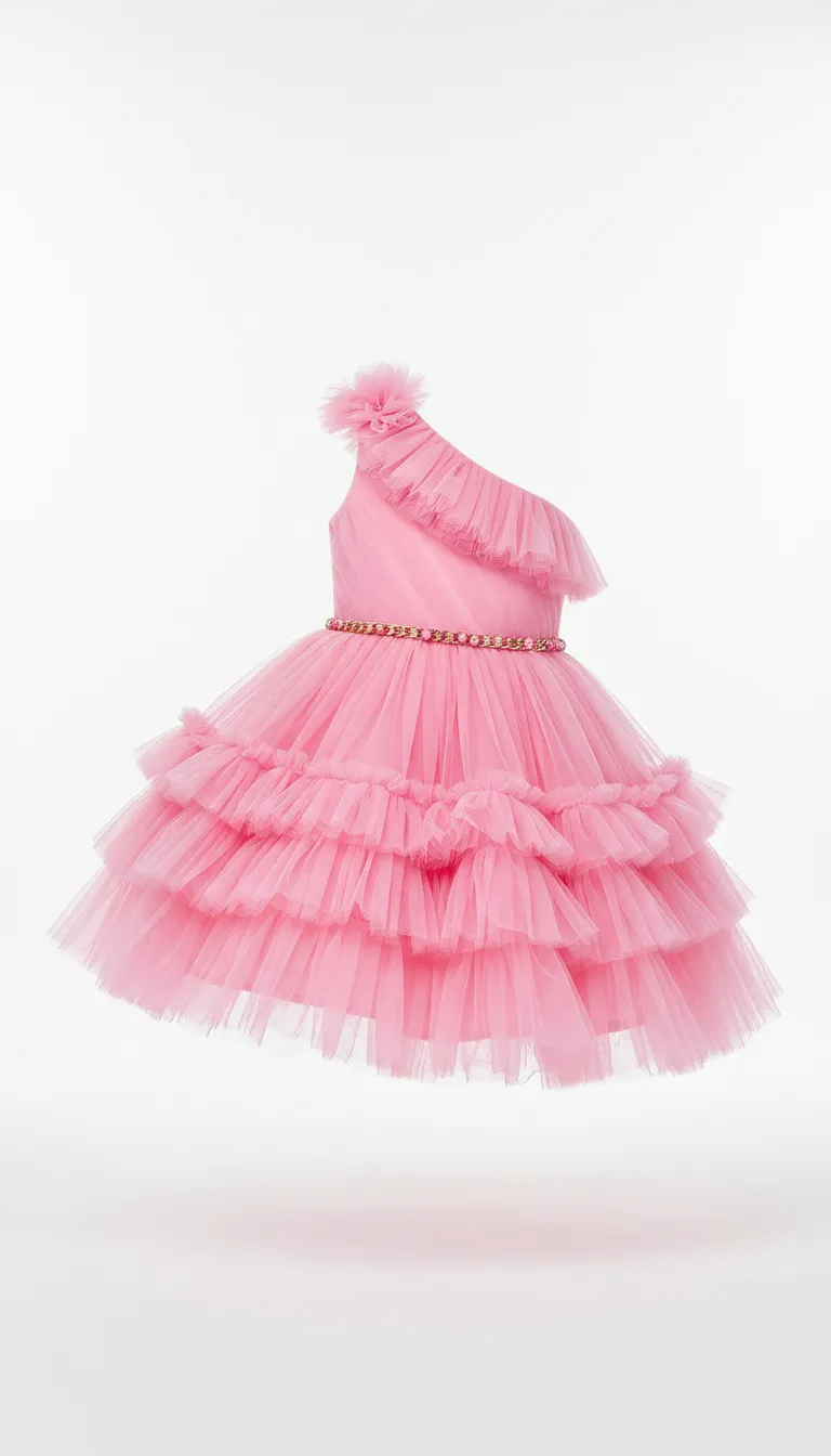 Girls Pink Party Dress view 2