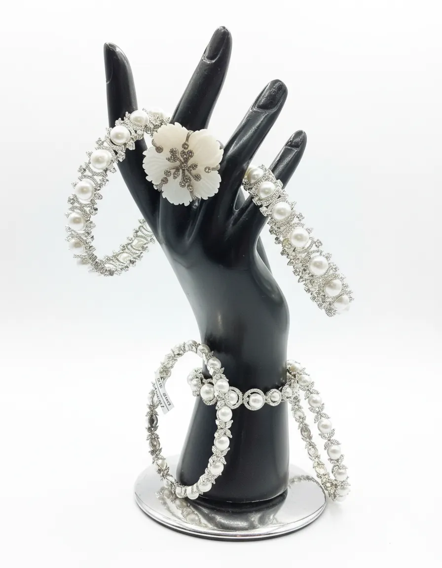 Floral Pearl Bangles view 2