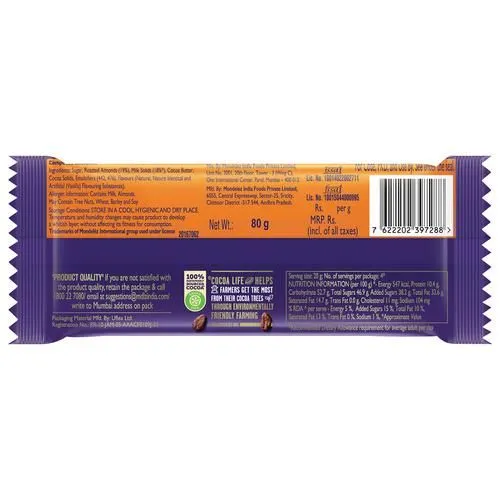 Cadbury Dairy Milk Roast Almond Chocolate Bar 80 g view 2