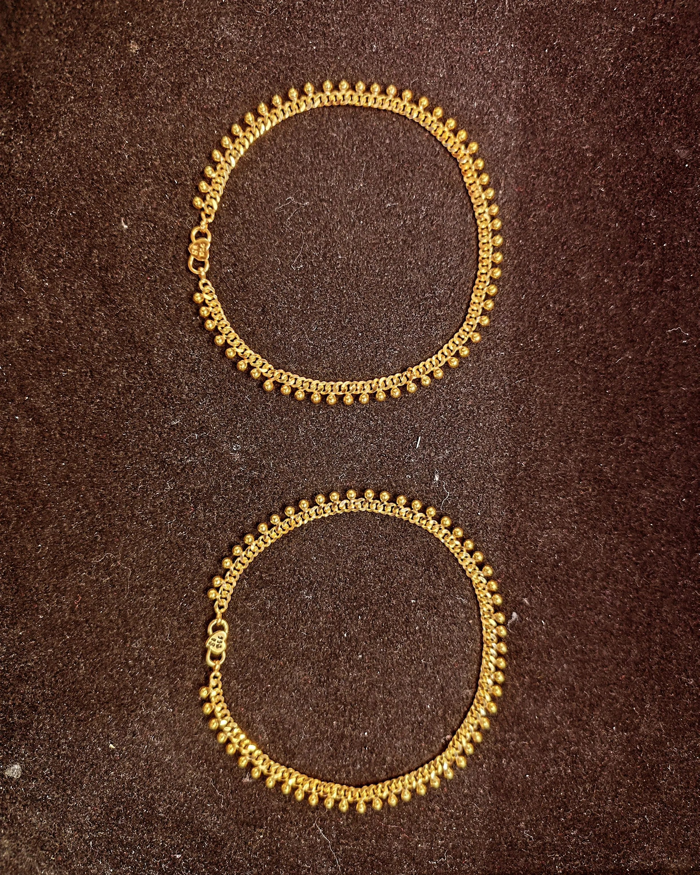Gold Beaded Hoop Earrings view 2