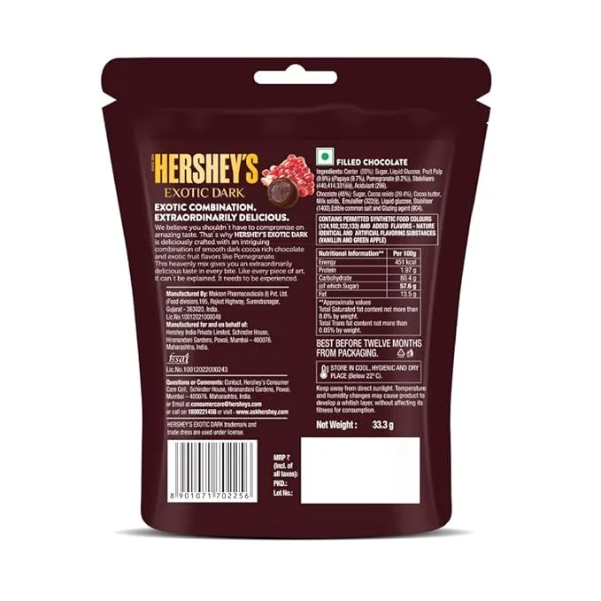 Hersheys Exotic Dark Pomegranate Flavor Chocolate 33.3 g view 2
