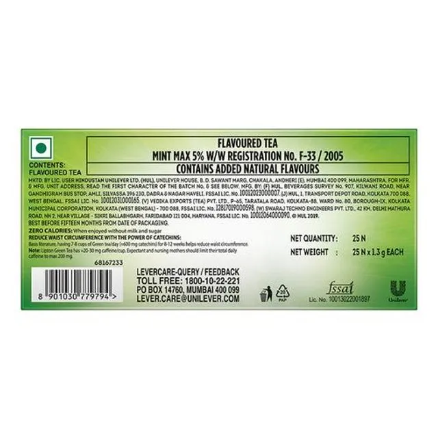 Lipton Mint Burst Green Tea Bags 25 Pcs view 2