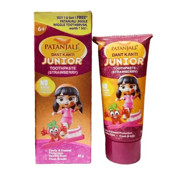 Patanjali Dant Kanti Junior Toothpaste - Strawberry 80 G