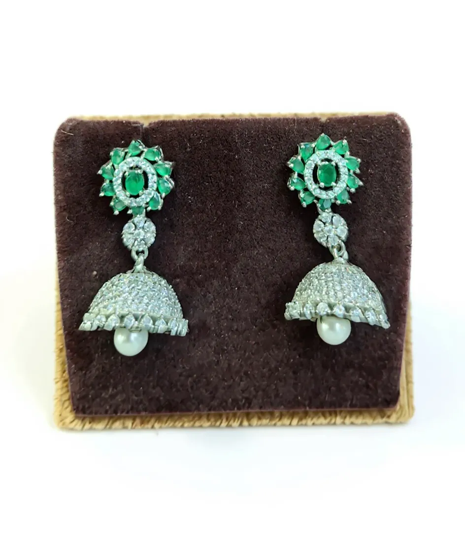 Emerald and Diamond Earrings view 2
