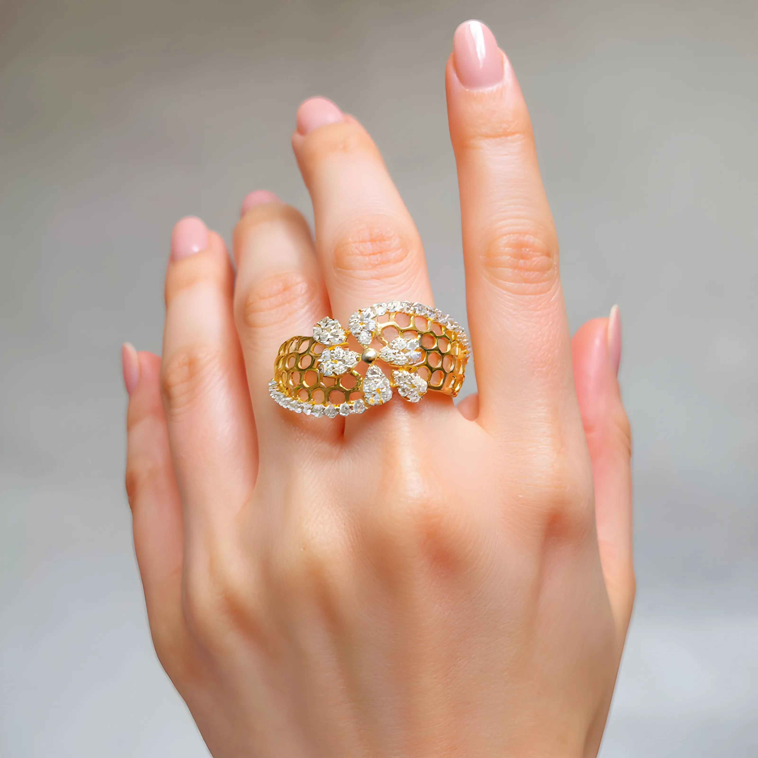 18K Gold Diamond Ring view 2