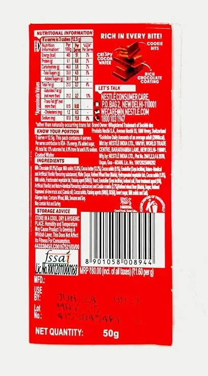 Nestle Kitkat Cookie Crumble Coated Wafer 50 g view 2