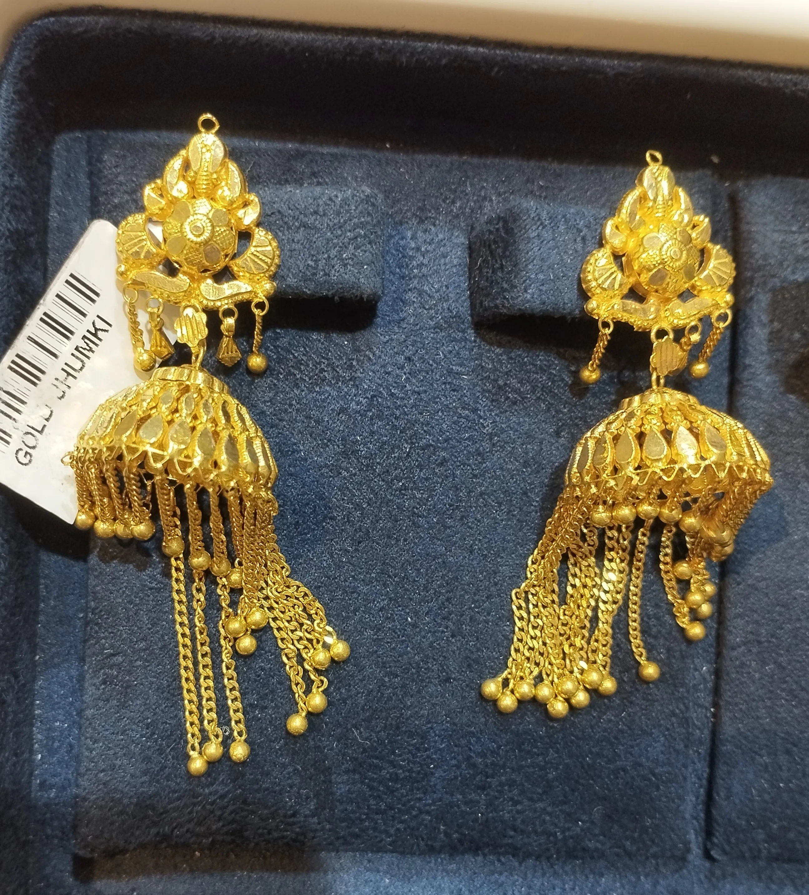 Gold Jhumka Earrings. view 2