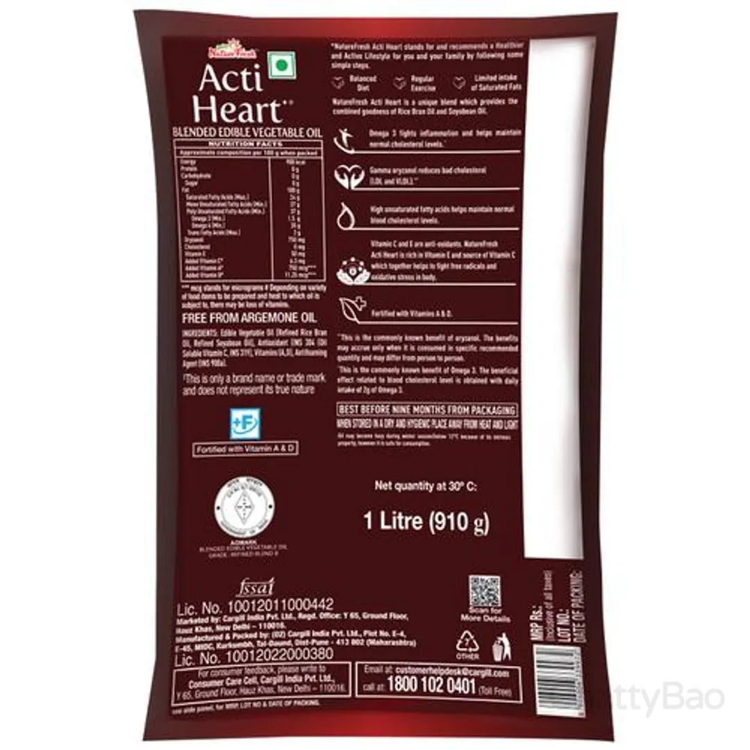 Nature Fresh Acti Heart Edible Oil Pouch 1 L view 2