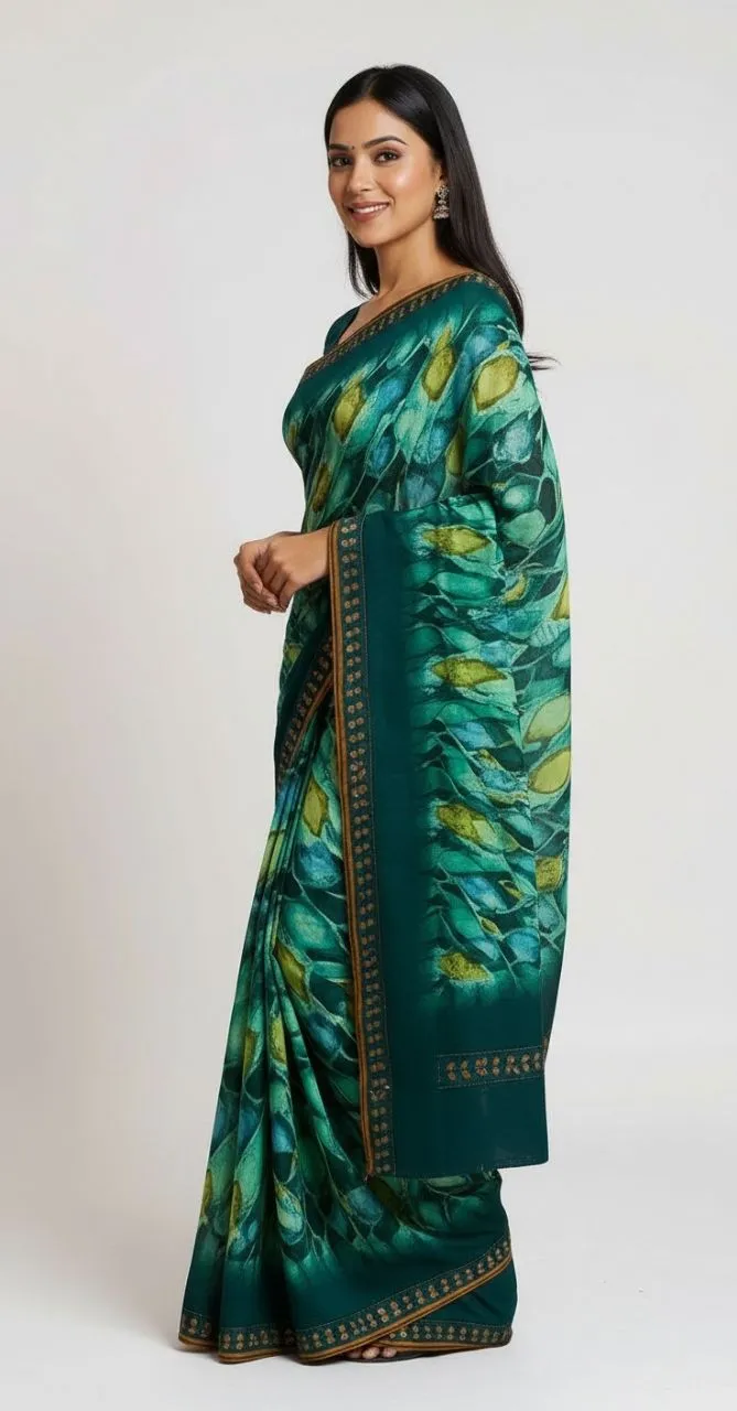 Elegant Printed Saree with Designer Border – Available in Multiple Colours view 5