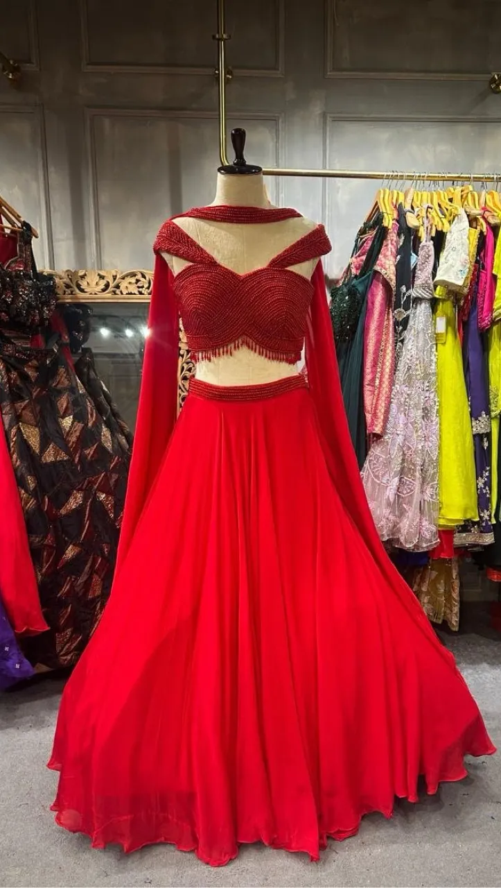 Red Lehenga view 2