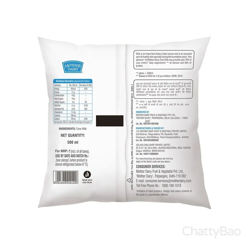Mother Dairy Cow Fresh Milk 500 ml view 2