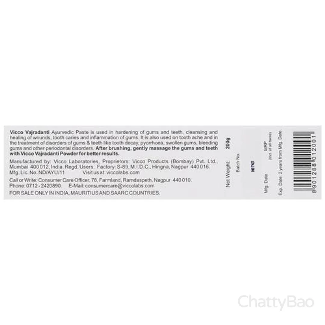 Vicco Vajradanti Ayurvedic Herbal Toothpaste 200 g view 2