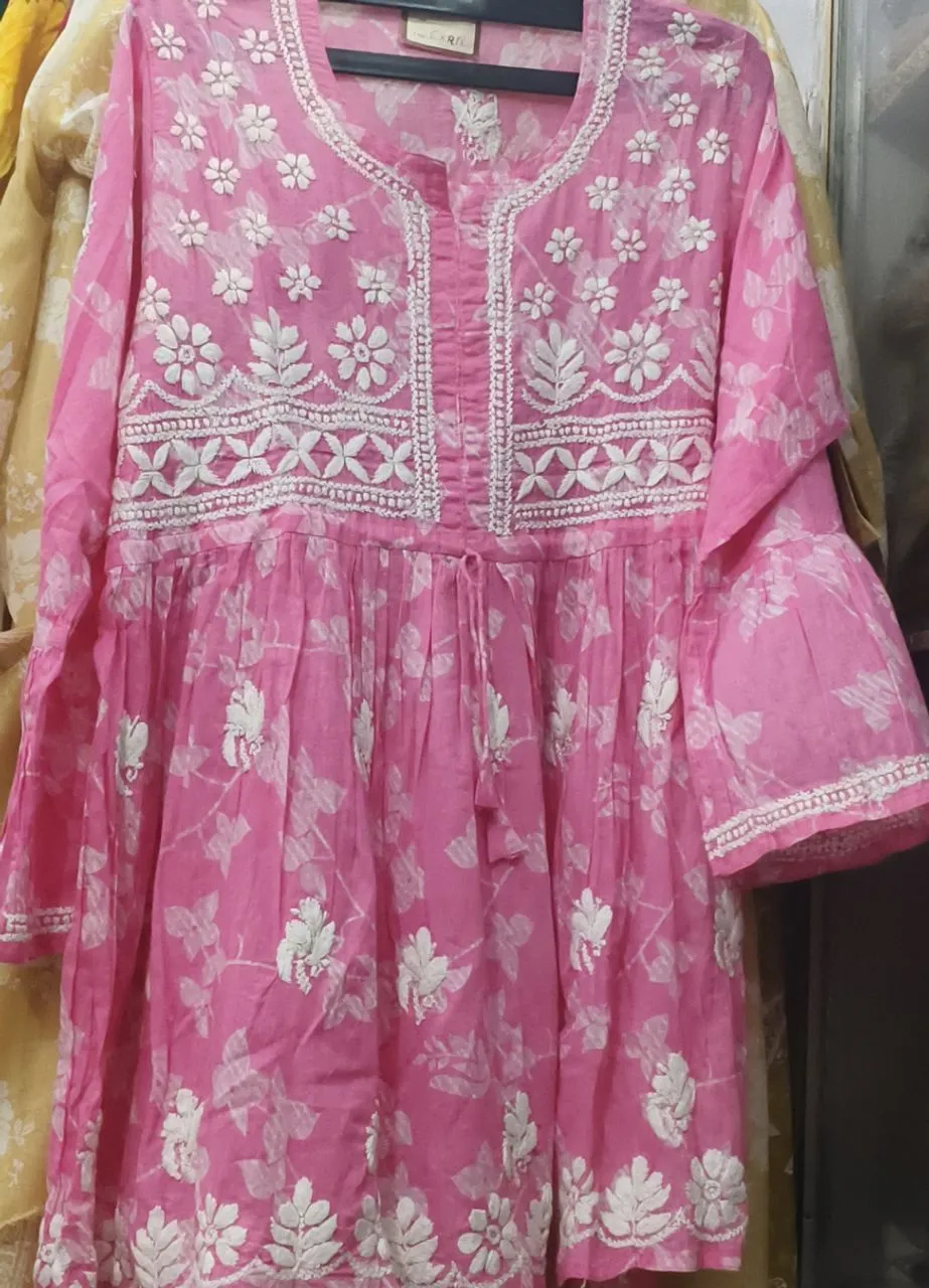 Pink Floral Kurti view 3