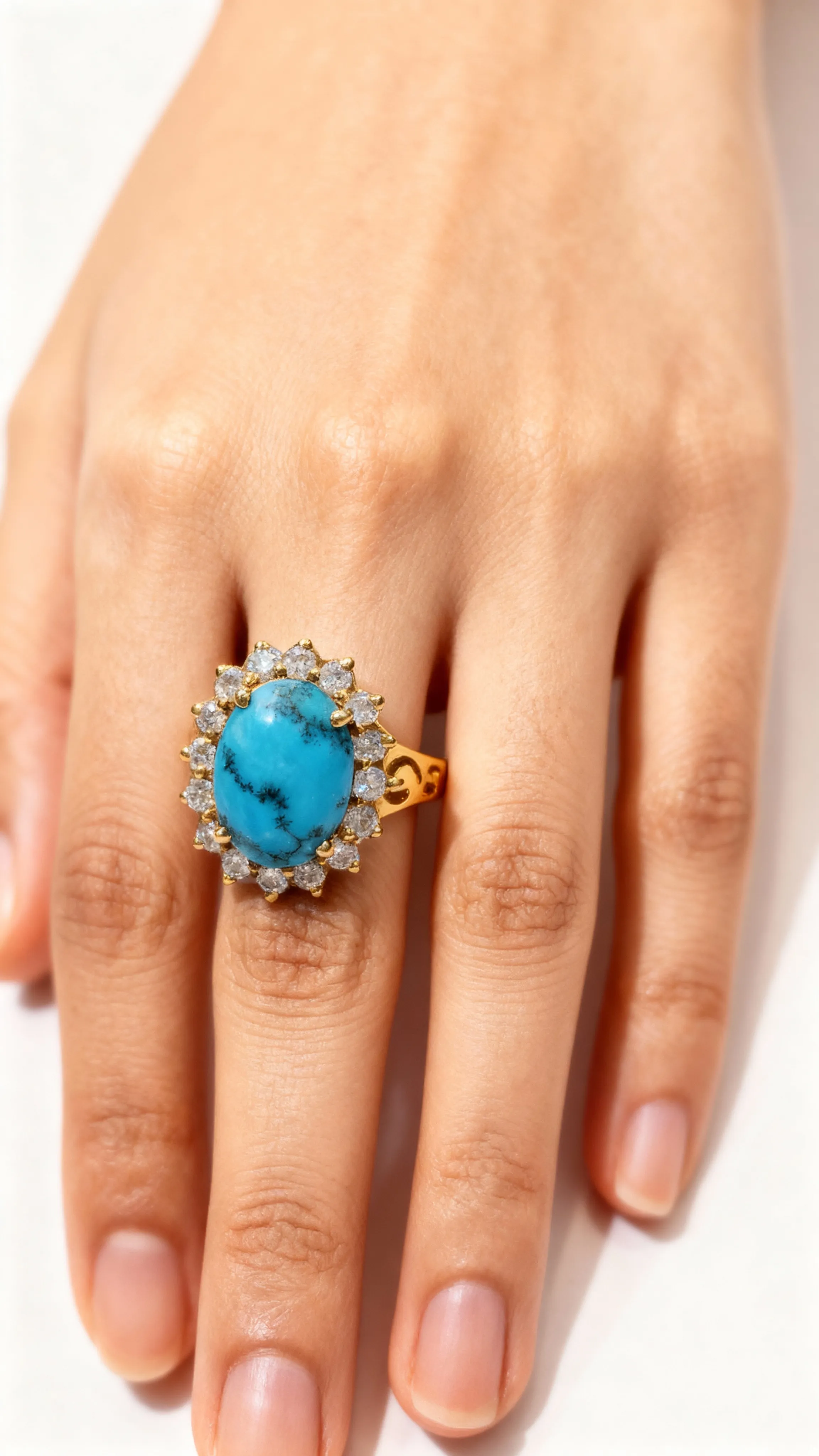Turquoise and Diamond Ring view 2