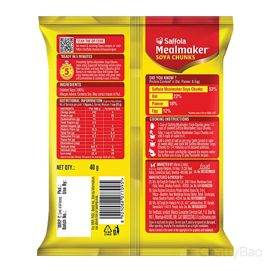 Saffola Mealmaker - Soya Chunks 40 g view 2