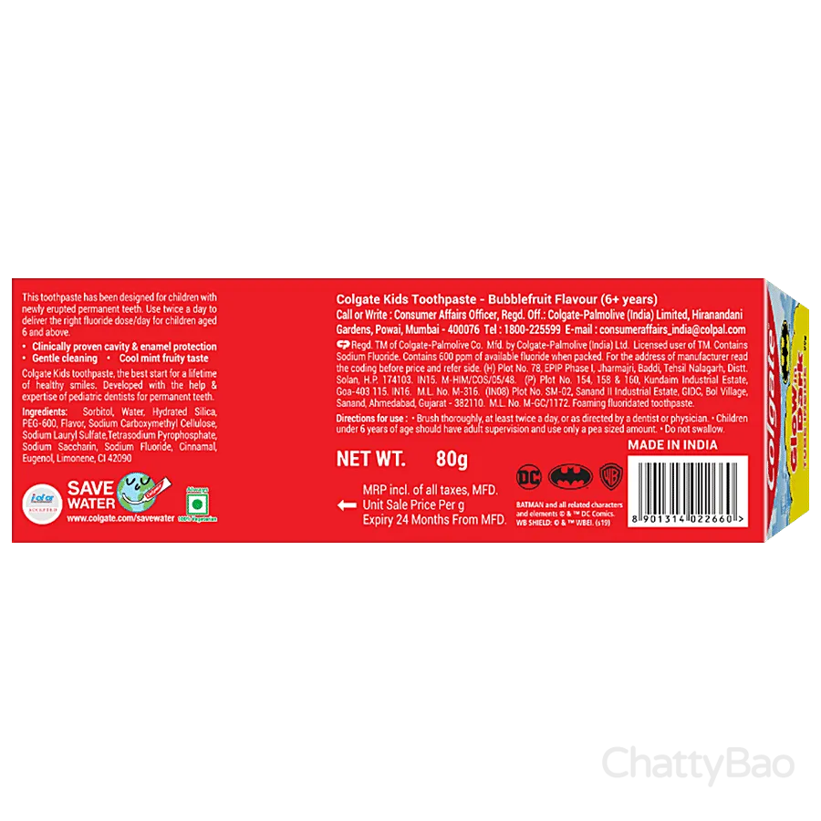 Colgate Kids Toothpaste - Batman Bubble Fruit 6+ Years 80 g view 2