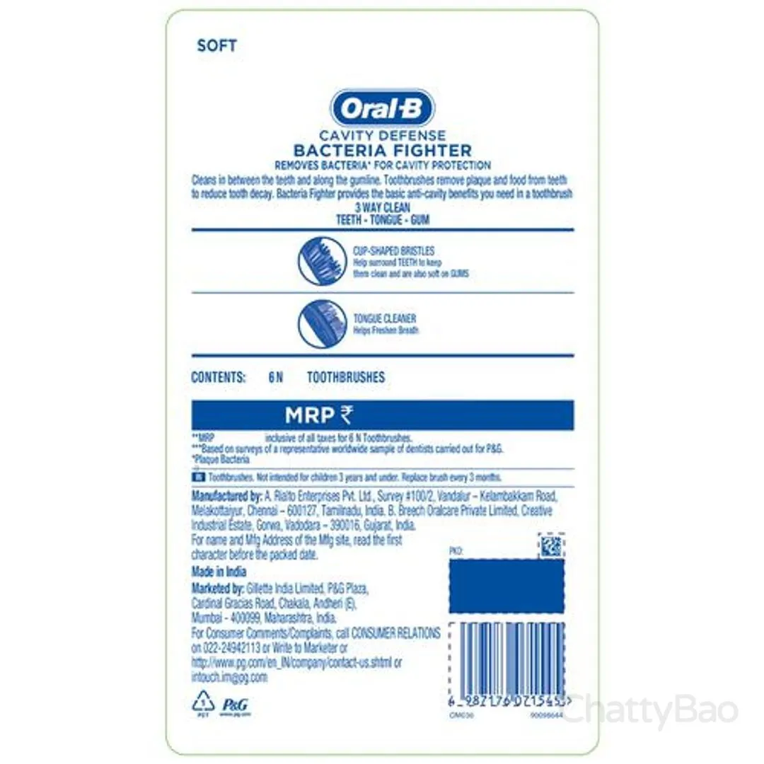 Oral-B Cavity Defense Bacteria Fighter Soft Toothbrush 6 Pieces view 2