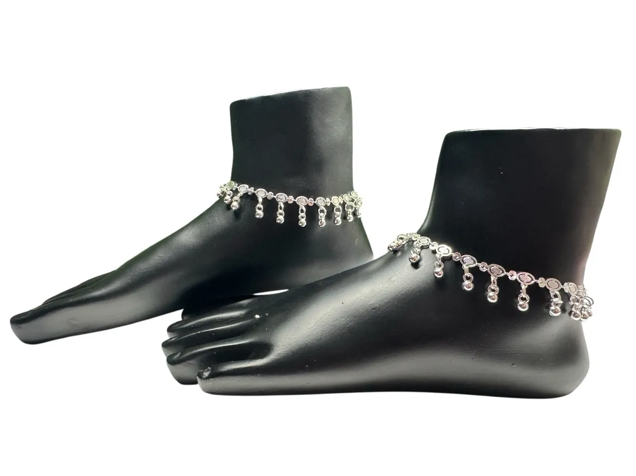 Traditional Silver Anklet Set view 2