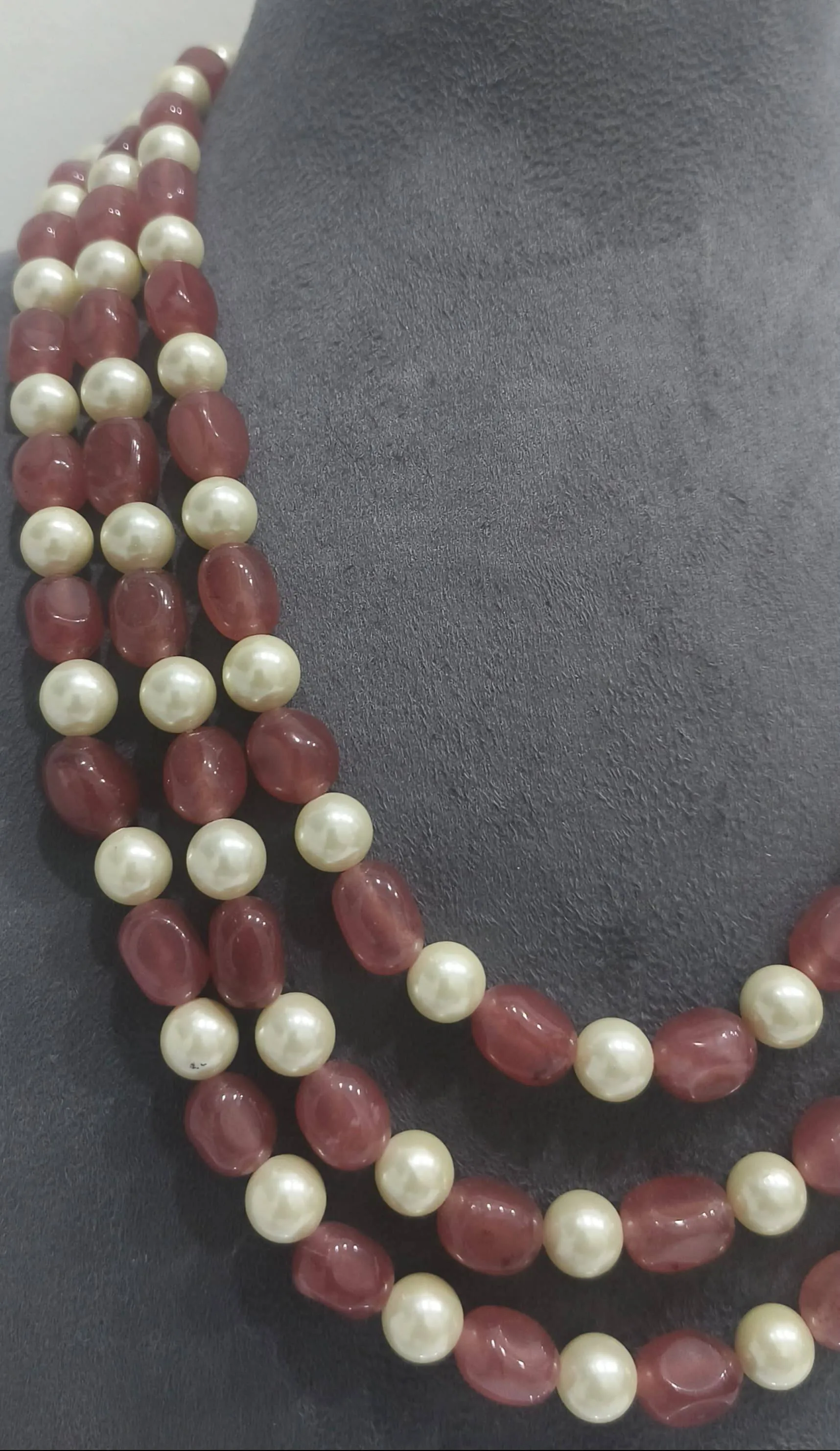 Multistrand Pearl and Ruby Necklace (AVMM-02) view 2